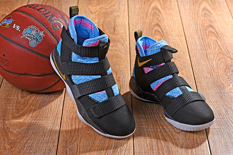 New Nike Lebron Soldier 11 Black Blue Pink Shoes